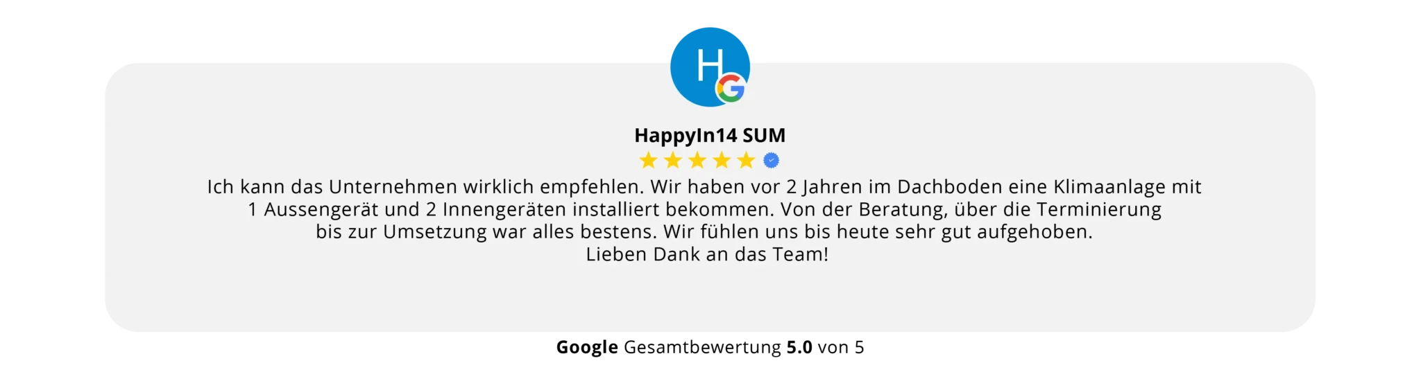 Bewertung Nummer 5 eines Kunden